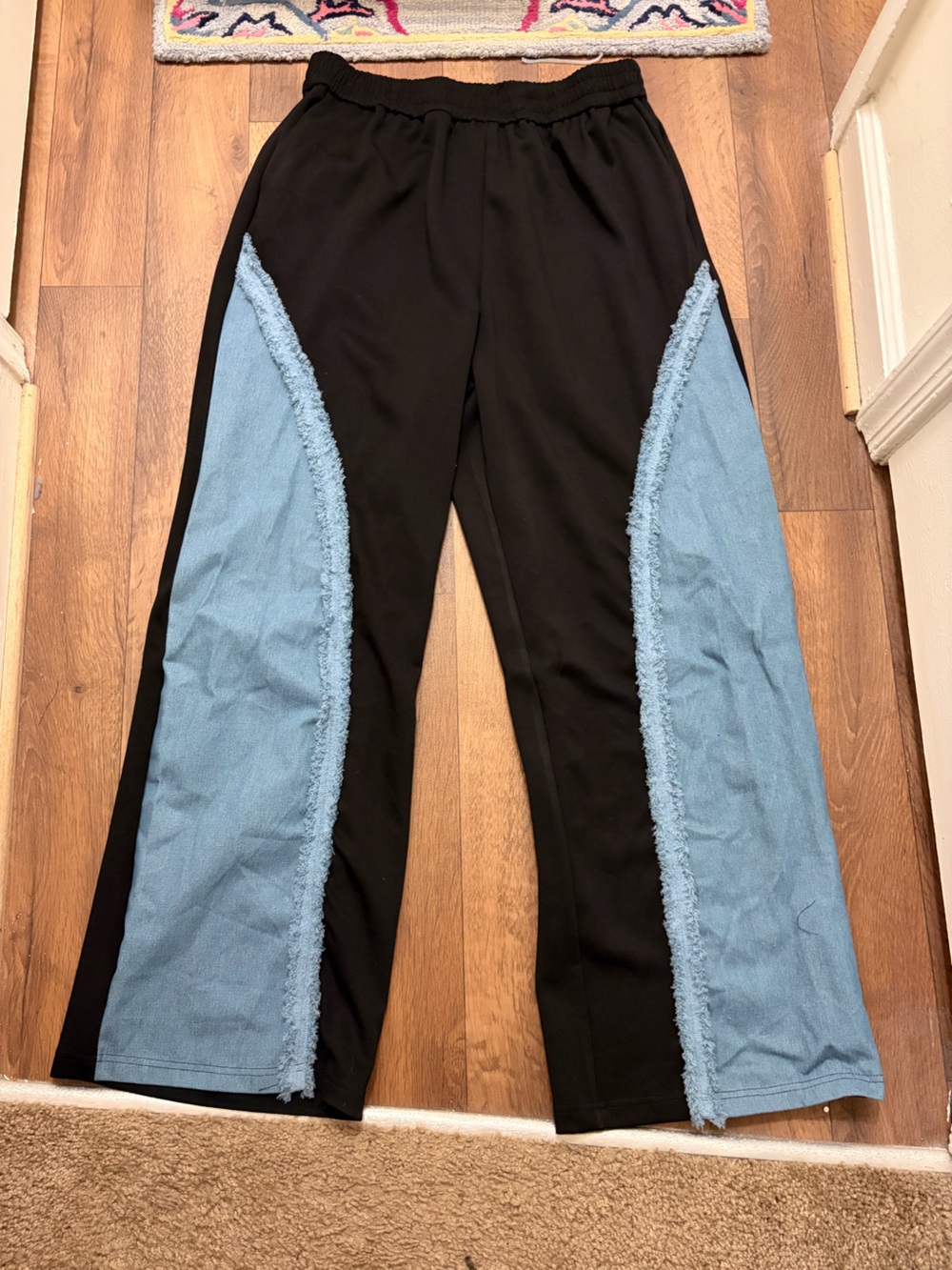 Cider Black Jeans with Light Blue Side Panels